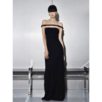 COCO SIN - Đầm Thun Gân Đen Body Trẹt Vai - HOLIDAY 24'