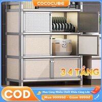 COCO Tủ bếp Inox  Đa Năng 3 4  Tầng  đựng đồ ăn rau quả bát đĩa Vật Liệu Thép Carbon Dày