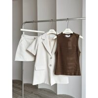 COCOBEBE- Set áo vest chân váy linen cao cấp không kèm balo bên trong