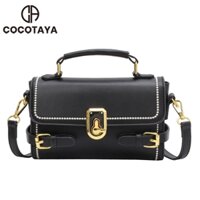 (COCOTAYA) Túi đeo chéo PU đơn sắc dành cho nữ, dây đeo vai rộng
