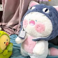 Cod 30cm Dễ Thương Mèo Cá Mập Sang Trọng Đồ Chơi Búp Bê Siêu Dễ Thương Mèo giẻ rách Búp Bê Giường Ném Gối Quà Tặng Sinh Nhật Cô Gái Mèo + Mũ Cá Mập