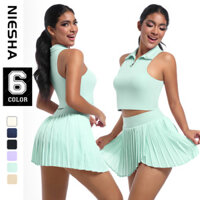 [Cod 6 Màu] Miss Lily Áo thun thể thao mùa hè mới Váy Tennis chống căng thẳng Bộ cầu lông khô nhanh Bộ bóng dưa chua thông gió 2 CÁI