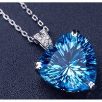 Cod 925 Bạc Vòng Cổ Người Phụ Nữ Trái Tim Topaz Mặt Dây Chuyền Biển Topaz Trang Sức Bạch Kim Trái Tim Nữ Cùng Ngày Giao Hàng B0001