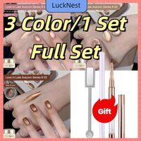 COD❤ ANNIES 3 Chai/1 Bộ Gel Làm Móng Mắt Mèo Love In Late Autumn Golden Porcelain White Glass Beads Phototherapy Glue Nail Art Manicure For Nail Shop 【LuckNest】