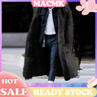 Cod  Áo khoác nam mùa đông Lông thú giả dày túi dài tay màu trơn Chiều dài Midi ấm áp cỡ lớn Nút áo khoác ngoài trời để cắm trại