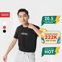 【COD】 Áo phông nam CANIFA cotton 100% cổ tròn tay cộc kiểu dáng basic in chữ nhiều màu đen xám - 8TS22S013