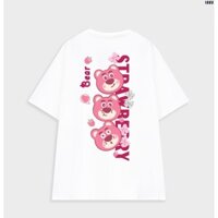 【COD】 Áo phông nữ form rộng tay lỡ cute Gấu dâu 1085 HY STUDIO