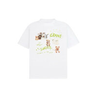 【COD】 Áo thun cotton 2 chiều form rộng unisex in hình Cún Mèo Crane