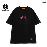 【COD】 Áo thun HY KOREA form rộng logo thêu khủng long xương rồng 81 tay lỡ nam nữ