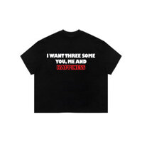 (COD) Áo thun WEAR WHAT YOU NEED BOXY TEE happiness tee black / white cotton 250GSM