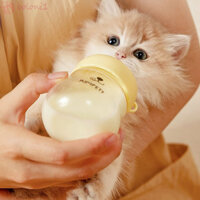 [Cod] Bình sữa cho thú cưng, Bình sữa cho mèo con chống sương mù có tỷ lệ, Núm vú silicon di động Khay đựng sữa thủy tinh chống cắn cho mèo cho bé