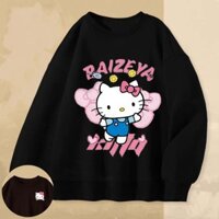 COD✅ (Giao hàng 24 giờ)TR Áo len Hello Kitty dành cho nam và nữ Unisex Áo len lông cừu cotton dáng rộng