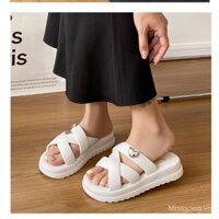 [cod Hàng Có Sẵn] Dép Sandal Đế Xuồng 5cm Hình Trái Tim Phẳng Hàn Quốc Ngọt Ngào Có Kích Thước Cho Nữ