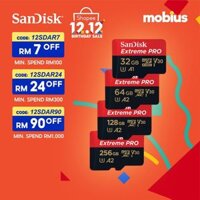 ♥COD + Hàng Có Sẵn Thẻ Nhớ Sandisk 32/64/100%/128 GB Extreme PRO Micro SD 256 Class 10 U3 A1/A2 V30 Chính Hãng UHS-I