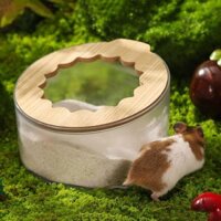 [Cod] Hộp cát Hamster, Phòng tắm Hamster chống bắn trong suốt, Chậu vệ sinh Hamster có thể tháo rời chống trượt sáng tạo trong nhà / ngoài trời