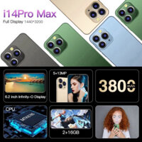[COD] I14 Pro Max Điện Thoại Di Động Dưới 1 Triệu Sở Hữu Chính Hãng 6.2 Inch Bộ Nhớ Lớn 2+16 GB Hai Thẻ Sim Camera HD
