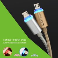 COD JS Micro USB 3ft Cáp Nylon Bện LED Sạc Nhanh Cáp Dữ Liệu Có Đầu USB Cable Cho Android