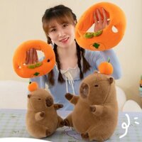 Cod Kawaii Sang Trọng Capybara Búp Bê Hoạt Hình Capybara Gối Ngủ Hamburger Hoa Hồng Thú Nhồi Bông Lông Tơ Động Vật Búp Bê