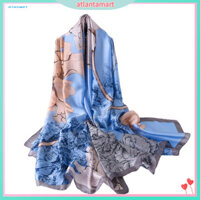 Cod| Khăn quàng cổ nữ in hoa chống nắng Khăn giả lụa dài mịn đi biển cho gia đình