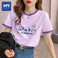 [Cod] Mh Áo thun ngắn tay in hình hợp thời trang Mỹ Âu-Ba chú gấu trúc-100% thiết kế ngoại cỡ họa tiết Cotton