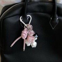 [Cod] Móc chìa khóa Kitty, Mặt dây chuyền túi dệt màu hồng Kawaii, Ba lô thỏ dễ thương Trang trí dây da Y2k Túi quyến rũ Cặp đôi