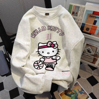 COD✅ (Vận chuyển 24 giờ)TR Áo sweater nữ xám tiêu áo nỉ dài tay form rộng hàn quốc mùa đông áo Khoác Hello Kitty