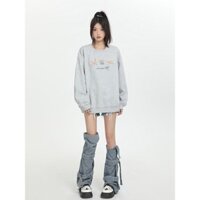 COD✅ (Vận chuyển 24 giờ)TR Áo sweatshirt thời Xám nữ Trắng form rộng hàn quốc áo khoác nỉ xinh 100% cotton