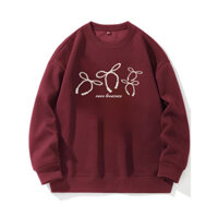COD✅ (Vận chuyển 24 giờ)TR Áo sweater nữ nơ đỏ form rộng local brand áo nỉ mùa đông