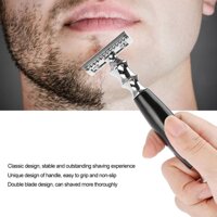 【COD】【COD】Stainless Steel Beard Shaping Template and Razor Mustache Shaving Set (Black Razor) [bonus]