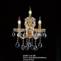 CODE: 115 - 3W: Đèn gắn tường Phale nến 3 bóng - KT: L320mm x W240mm x H400mm - Đèn LED 3W + Bóng đèn nến E14 x 3 bóng