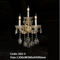 CODE: 302-3W: Đèn gắn tường Phale nến 3 bóng - KT: L300mm x W280mm x H400mm - Đèn LED 3W + Bóng đèn nến E14 x 3 bóng