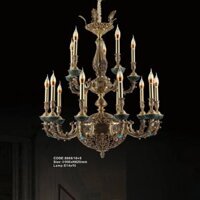 CODE: 8009/10+5: Đèn chùm đồng nến 15 tay - KT: Ø950mm x H620mm - Bóng đèn chân E14 x 15 bóng