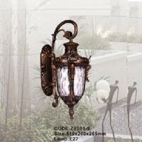 CODE: ZY001-9: Đèn gắn tường ngoài trời - KT: 510mm x 200mm x 265mm - Đèn E27 x 1 bóng