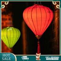 [Cod]✪Hình Bầu Dục Giả Lụa Đèn Lồng Màu Trơn Phong Cách Trung Hoa Đèn Lồng Năm Mới Có Tua Rua Nhật Bản Việt Nam Treo Đèn Lồng