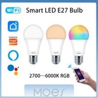 【COD】MOES WiFi Smart LED Dimmable Light Bulb 10W RGB C+W Smart Life App Rhythm Control Work with Alexa Home E27 95-265V