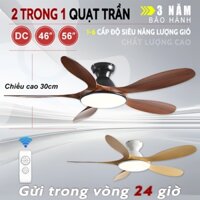 【COD】Quạt trần 46/56inch Màu trắng vân gỗ quạt trần phòng khách cho phòng ngủ có điều khiển từ xa