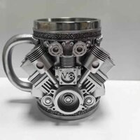 Coffee Mug for Home Engines Stainless Steel Cup Unique Handmade Engines Mug for Car Enthusiasts Large Capacity Coffee Mug