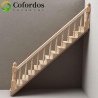 Cofordos 1: 12 Nội thất nhà búp bê, Tay vịn Giả vờ chơi Mô hình cầu thang Mini, Gỗ Mini DIY Cầu thang lan can cầu thang với đạo cụ cảnh lan can