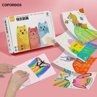 Cofordos 31 Chiếc Squeegee Art Kids Paint Kit, Magic Reveal Giấy Vẽ Rainbow Scratch Art, Sáng Tạo Handmade Chất Liệu DIY Họa Tiết Động Vật Cầu Vồng Chấm Tranh Nghệ Thuật Bộ Dụng Cụ Trẻ Em