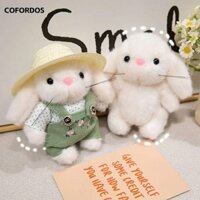 Cofordos Thỏ Đồ Chơi Sang Trọng, Trẻ Em Bé Gái Quà Tặng Mặc Quần Áo Mũ Búp Bê Thỏ, Đồ Trang Trí Handmade 14cm Mặt Dây Chuyền Bông