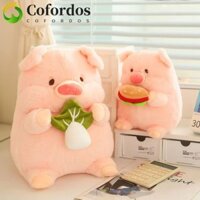 Cofordos Thú nhồi bông Búp bê heo con, Bắp cải PP Cotton Pig Hold Hamburger Đồ chơi sang trọng, Kawaii Bộ sưu tập thoải mái Ins Búp bê nhồi bông Trang trí nội thất