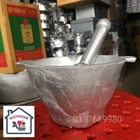 Cối chày gang nhôm đúc loại to đặc bền đẹp giã thịt tỏi ớt muối vừng lạc ruốc giò chả khô gà tiêu đồ ăn dặm Misyhome
