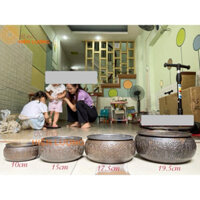 Cơi Đựng Trầu - Âu Trầu Hoa Văn Màu Đen Giả Cổ Bằng Đồng Nguyên Chất Các Cỡ - Đồ Thờ Hiên Lượng