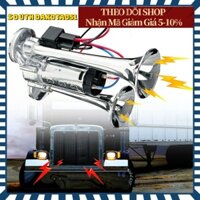 Còi sinh hơi 2 loa mạ Crom. Còi hơi ô tô cho xe không có bình hơi. Dùng điện không cần bình hơi