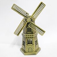 Cối Xay Gió Hà Lan_15cm _Mô hình Kim loại mạ màu Vàng rêu