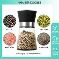 Cối xay tiêu thủy tinh cầm tay cao cấp KooBee - Lọ xay hạt tiêu đen, tiêu sọ, muối hồng, ớt khô đa năng tiện dụng SC09 - Nắp nhựa