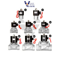 (Coil đồng 100%) Van điện từ inox 304 phi 21 27 34 42 49 60, điện 12v 24v 110v 220v, thường đóng