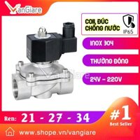 (Coil đúc) Van điện từ inox 304 phi 21 27 34, điện 24v 220v, thường đóng