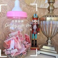 Coin Bank Hộp đựng tiền nhựa bảo vệ môi trường dành cho trẻ em Bình sữa trong suốt lớn
