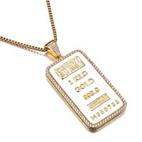 Coin Credit Suisse Bullion Bar Ingot Badge Pendants Necklace For Men Hip Hop Brass Jewelry Gold/silver Color